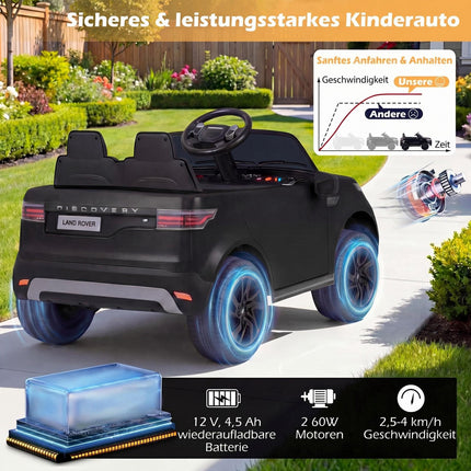 12 V bērnu elektriskā braucamā automašīna, tālvadības pults, LED, mūzika, melna