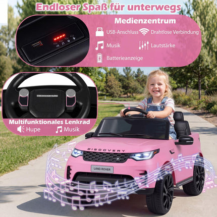 12 V bērnu elektromobilis ar tālvadības pulti, LED, rozā