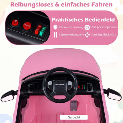 12 V bērnu elektromobilis ar tālvadības pulti, LED, rozā