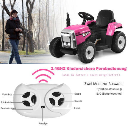 12 V bērnu braucamais traktors ar piekabi, tālvadības pults