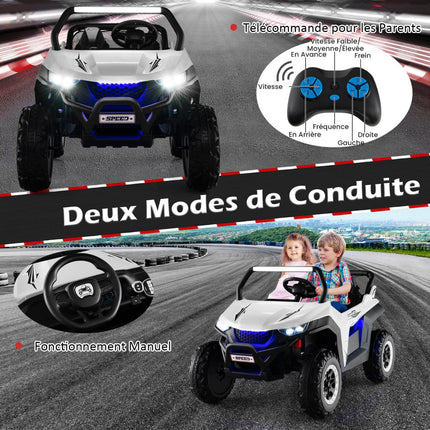 12 V bērnu braucamais UTV, tālvadības pults, 2 sēdvietas, balts