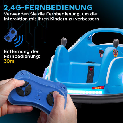 12 V bērnu bampera automašīna ar 2,4 G tālvadības pulti, elektriskais bamperis ar mūziku un gaismām, 1,5-3 km/h, bērnu elektroauto ar 360° rotāciju, bērniem no 3 līdz 5 gadu vecumam, zila