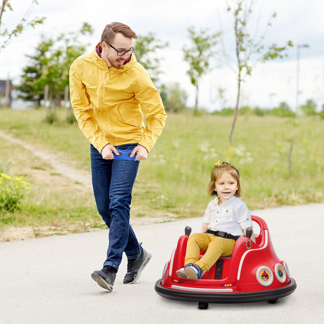12 V bērnu bufera automašīna ar 2,4 G tālvadības pulti, elektriskais buferis ar mūziku un gaismām, 1,5-3 km/h, bērnu elektroauto ar 360° rotāciju, bērniem no 3 līdz 5 gadu vecumam, sarkana