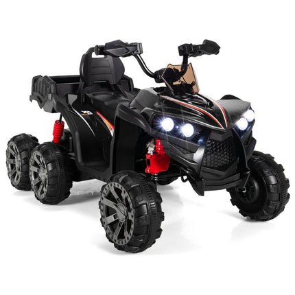 12 V elektriskais bērnu kvadracikls ar bagāžas nodalījumu un LED gaismām, mini elektriskais kvadracikls, 3-6 km/h, melns