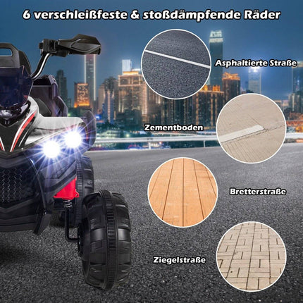 12 V elektriskais bērnu kvadracikls ar bagāžas nodalījumu un LED gaismām, mini elektriskais kvadracikls, 3-6 km/h, melns