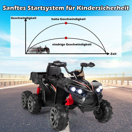 12 V elektriskais bērnu kvadracikls ar bagāžas nodalījumu un LED gaismām, mini elektriskais kvadracikls, 3-6 km/h, melns