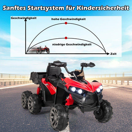 12 V elektriskais bērnu kvadracikls ar bagāžas nodalījumu un LED gaismām, mini elektriskais kvadracikls, 3-6 km/h, sarkans