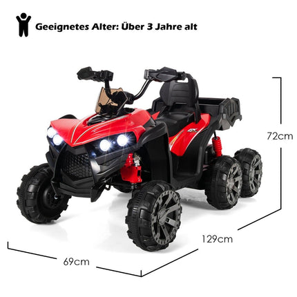 12 V elektriskais bērnu kvadracikls ar bagāžas nodalījumu un LED gaismām, mini elektriskais kvadracikls, 3-6 km/h, sarkans