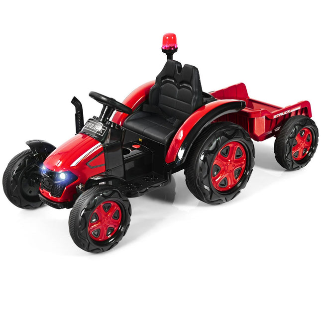 12 V bērnu traktors ar noņemamu piekabi 151 x 68 x 70 cm sarkans
