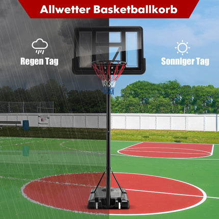 130 cm - 305 cm augstumā regulējams basketbola grozs ar statīvu un 2 riteņu groza statīvu, melns