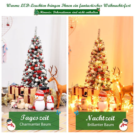 135 cm mākslīgā Ziemassvētku eglīte zīmuļa formā ar sniegu, 150 gaismas diodes