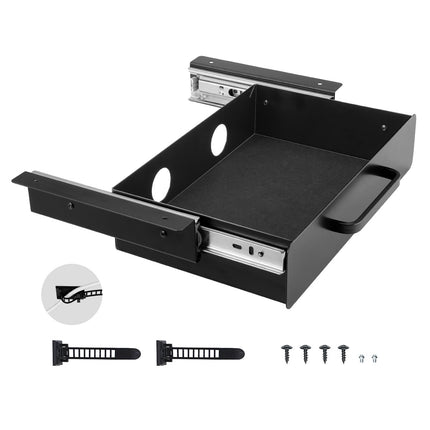 13 In Under Desk Slide-Out Drawer, Metal, Black
