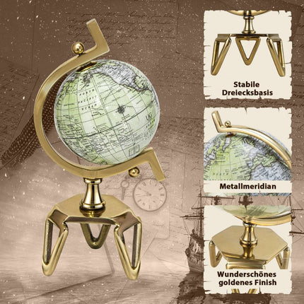 Ø 13 cm Antique globe with metal base Rotating student globe Geographic globe Ø 13 cm