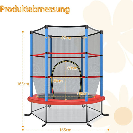 Dārza batuts Ø140 cm ar drošības tīklu, var izturēt svaru līdz 135 kg, paredzēts bērniem no 3 gadu vecuma, tumši zils