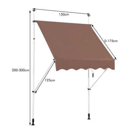 150 cm regulējama UV izturīga balkona markīze