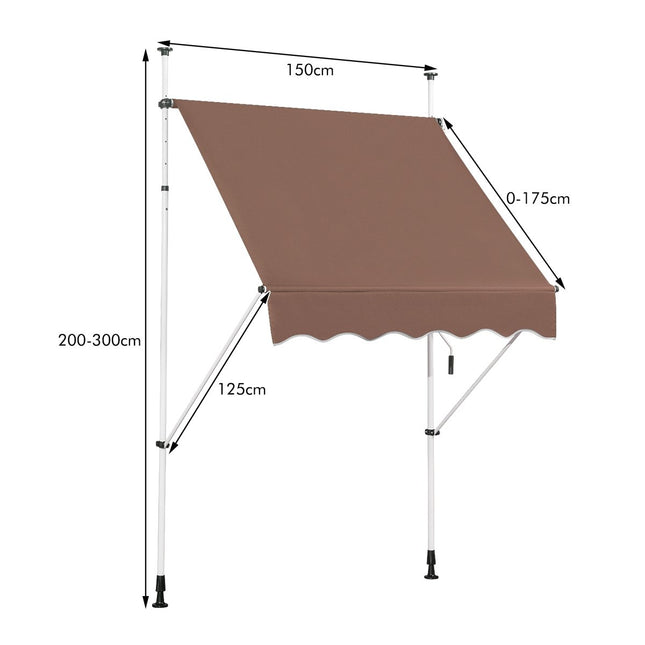 150 cm regulējama UV izturīga balkona markīze