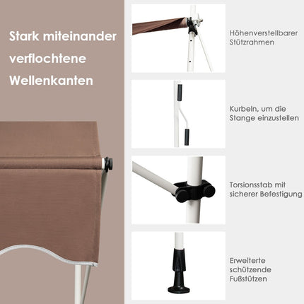 150 cm regulējama UV izturīga balkona markīze