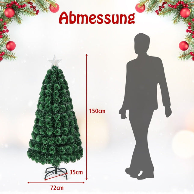 150 cm mākslīgā Ziemassvētku eglīte ar 8 apgaismojuma režīmiem, optiskās šķiedras Ziemassvētku eglīte