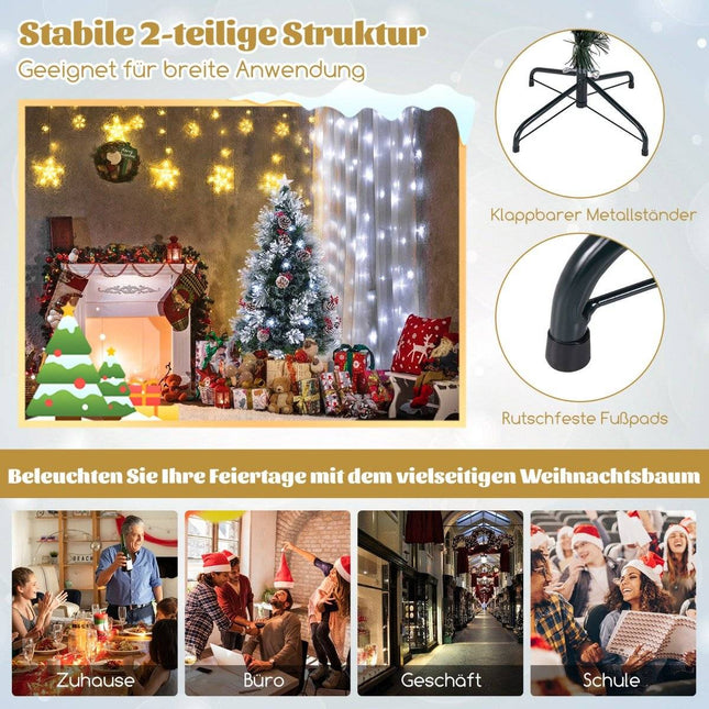 150 cm mākslīgā Ziemassvētku eglīte ar gaismiņām, sniegu un zvaigžņotu galotni