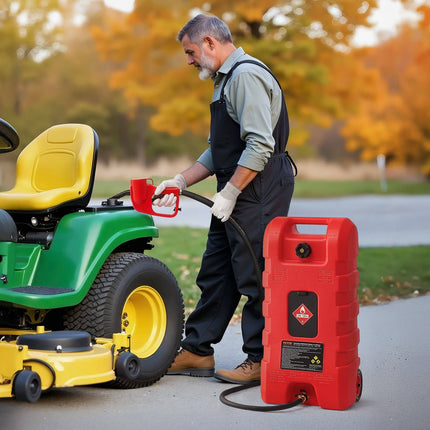15-Gallon Fuel Caddy With Wheels, Hand Pump, 10 ft Hose