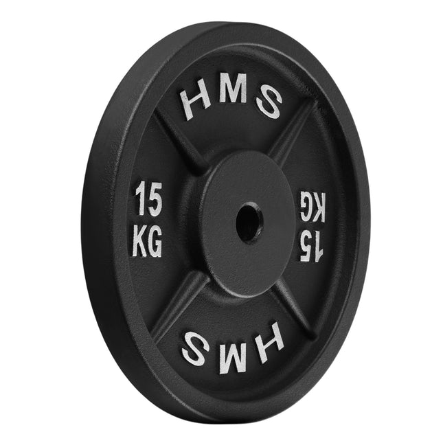 15 kg čuguna svara plāksne, 31 mm caurums, melna