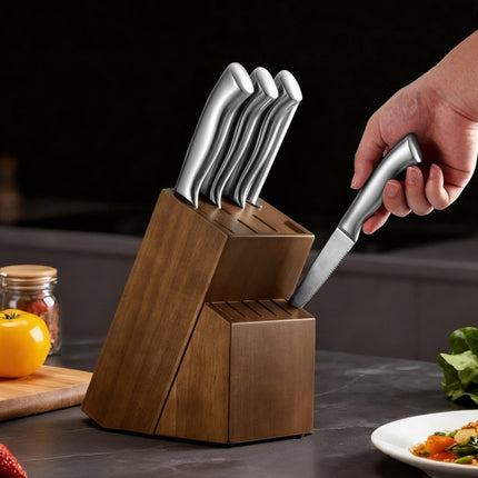 15-Piece Kitchen Knife Set With Block, Sharpener, German Steel