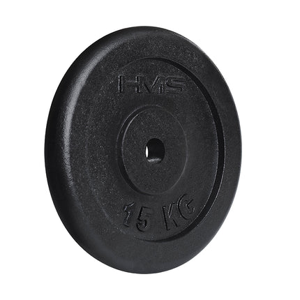 15 kg melns svara disks spēka treniņiem