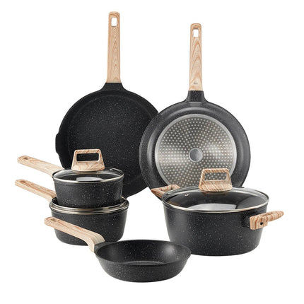 17-Piece Nonstick Granite Cookware Set, Induction, Black