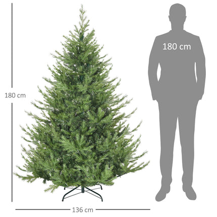 180 cm mākslīgā Ziemassvētku eglīte, dzīvīgi blīvi zari, mākslīgā egle ar 1942 zaru galiem, zaļa