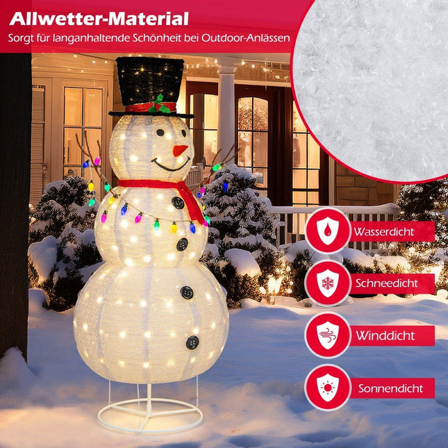 180 cm LED sniegavīra izgaismota Ziemassvētku figūriņa ar 180 silti baltām LED gaismiņām