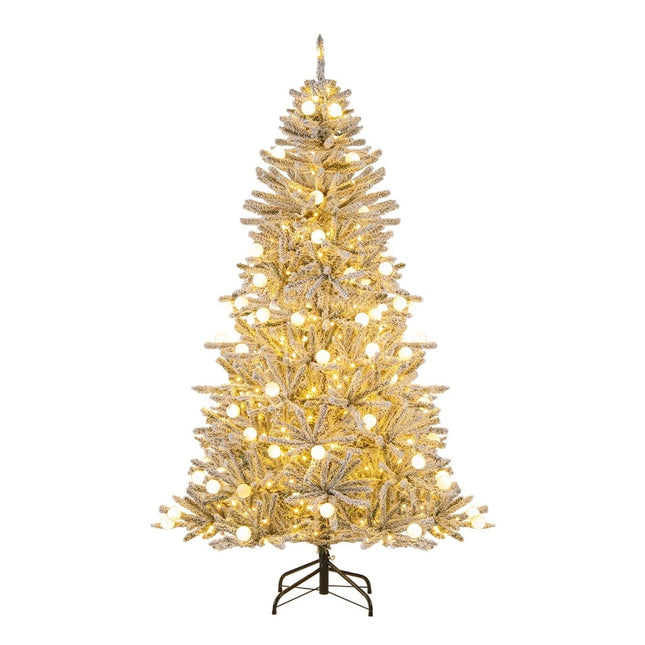 180 cm sniega klāta mākslīgā Ziemassvētku eglīte, 250 LED diodes