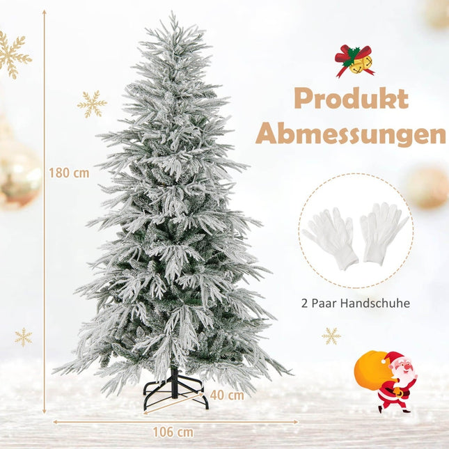 180 cm sniega kupenu klāta iepriekš iedegta Ziemassvētku eglīte, 250 LED diodes