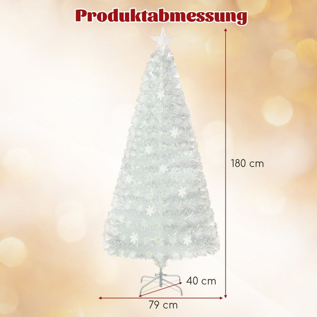 180 cm balta mākslīgā Ziemassvētku eglīte ar LED gaismiņām