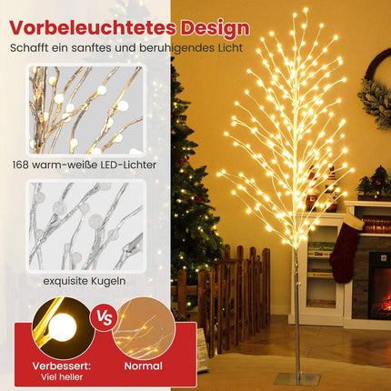 186 cm LED bērza koks ar silti baltām gaismām