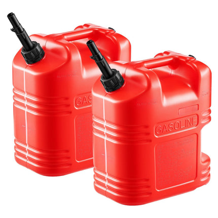 19L Fuel Container 2-Pack, Spout, Leak-Proof, Red