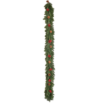 Artificial Christmas garland with pine cones and berries, 1.9M