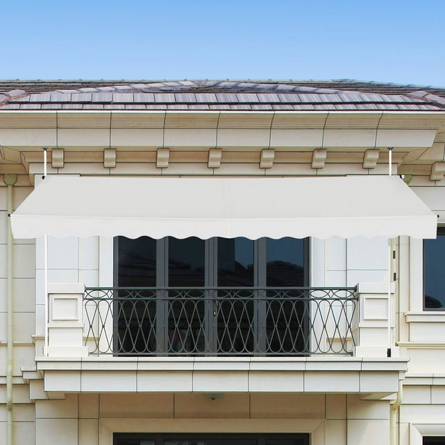 200cm wide clamp awning without drilling, UV-resistant balcony awning, height-adjustable awning, beige