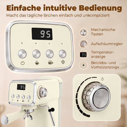 20 bāru espresso automāts ar piena putotāju, 1,2 l tvertne