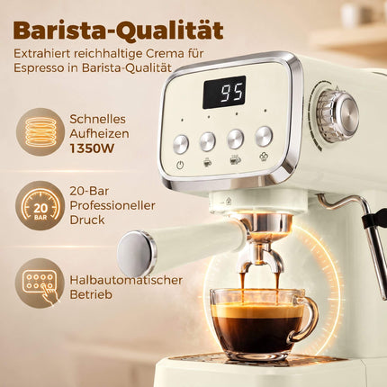 20 bāru espresso automāts ar piena putotāju, 1,2 l tvertne
