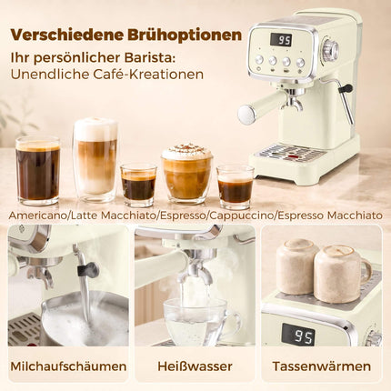 20 bāru espresso automāts ar piena putotāju, 1,2 l tvertne