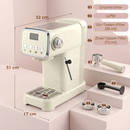 20 bāru espresso automāts ar piena putotāju, 1,2 l tvertne