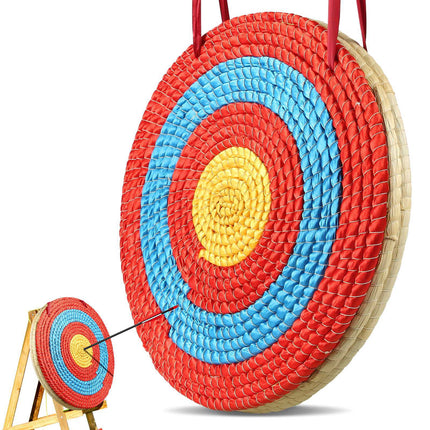 20-Inch 3-Layer Straw Round Archery Target With Handle