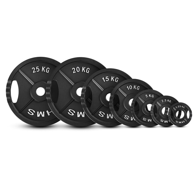 20 kg olimpiskais svara disks, melns čuguns
