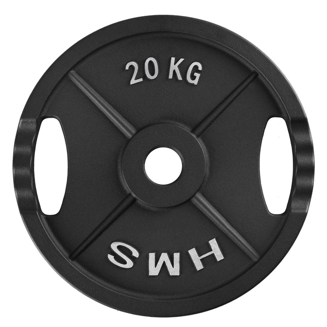 20 kg olimpiskais svara disks, melns čuguns