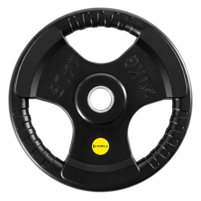 20 kg gumijas pārklājuma olimpiskais svara disks ar Tri-Grip sistēmu