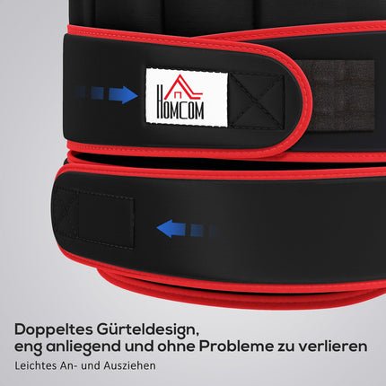 20 kg treniņu veste, svara veste ar dubultām siksnām, regulējama, spēka treniņiem, fitnesam, oksforda, metāls, smilšu krāsas, melna + sarkana, 60 x 50 cm
