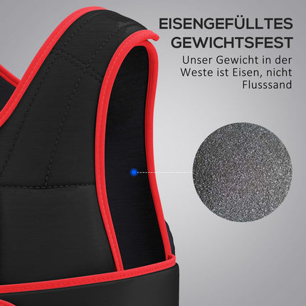 20 kg treniņu veste, svara veste ar dubultām siksnām, regulējama, spēka treniņiem, fitnesam, oksforda, metāls, smilšu krāsas, melna + sarkana, 60 x 50 cm