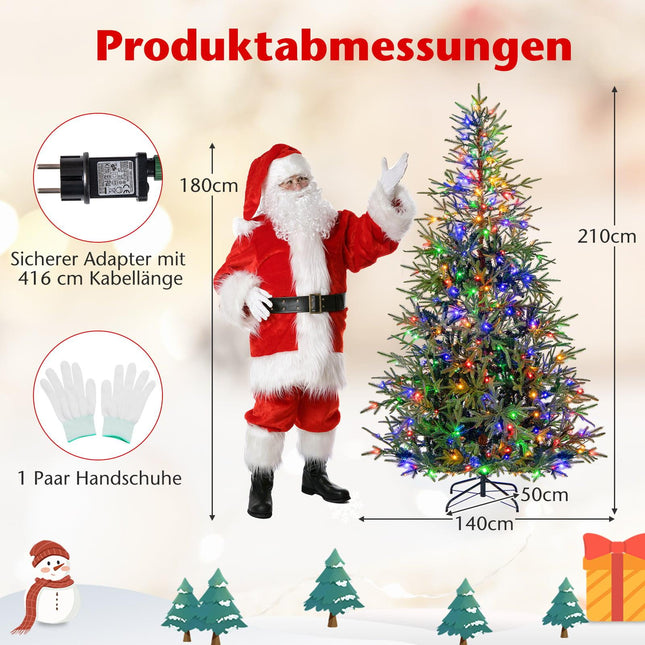 210 cm mākslīgā Ziemassvētku eglīte, 250 daudzkrāsu LED diodes
