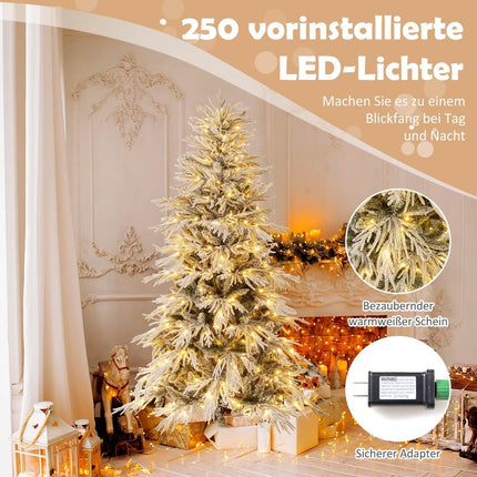 210 cm mākslīgā Ziemassvētku eglīte, sniega klāta, 350 LED diodes