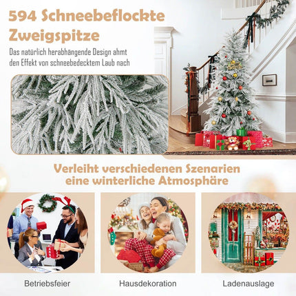 210 cm mākslīgā Ziemassvētku eglīte, sniega klāta, 350 LED diodes